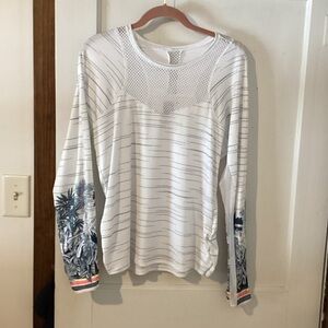 Lucky in Love White and Navy Long Sleeve Top